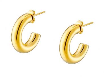 Σκουλαρίκια Κρίκοι 20x5mm Από Ατσάλι Επιχρυσωμένο 24Κ AS41808 - AMOR AMOR - 