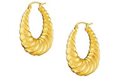 Σκουλαρίκια Κρίκοι 25 mm Από Ατσάλι Επιχρυσωμένο 24Κ AS46043 - AMOR AMOR - 