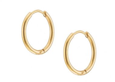 Σκουλαρίκια Κρίκοι 2x12 mm Από Ατσάλι Επιχρυσωμένο 24Κ AS48639 - AMOR AMOR - 