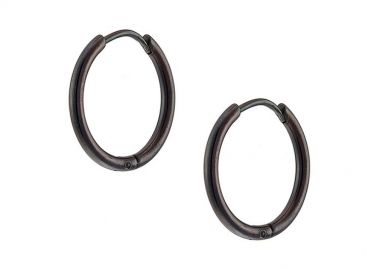 Σκουλαρίκια Κρίκοι 2x12 mm Από Ατσάλι Μαύρο AS48642 - AMOR AMOR - 