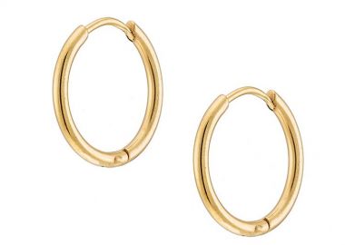 Σκουλαρίκια Κρίκοι 2x14 mm Από Ατσάλι Επιχρυσωμένο 24Κ AS48640 - AMOR AMOR - 