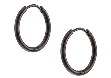 Σκουλαρίκια Κρίκοι 2x14 mm Από Ατσάλι Μαύρο AS48643 - AMOR AMOR - 