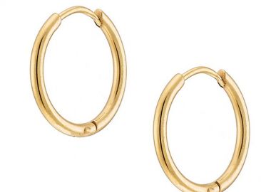 Σκουλαρίκια Κρίκοι 2x16 mm Από Ατσάλι Επιχρυσωμένο 24Κ AS48641 - AMOR AMOR - 