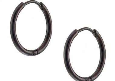 Σκουλαρίκια Κρίκοι 2x16 mm Από Ατσάλι Μαύρο AS48644 - AMOR AMOR - 