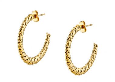 Σκουλαρίκια Κρίκοι 30mm Από Ατσάλι Επιχρυσωμένο 24Κ AS47993 - AMOR AMOR - 