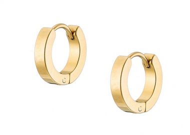 Σκουλαρίκια Κρίκοι 3x10 mm Από Ατσάλι Επιχρυσωμένο 24Κ AS48679 - AMOR AMOR - 