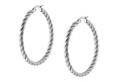 Σκουλαρίκια Κρίκοι 40mm Από Ατσάλι AS41805 - AMOR AMOR - 