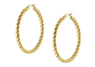 Σκουλαρίκια Κρίκοι 40mm Από Ατσάλι Επιχρυσωμένο 24Κ AS41806 - AMOR AMOR - 