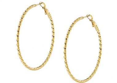 Σκουλαρίκια Κρίκοι 45mm Από Ατσάλι Επιχρυσωμένο 24Κ AS47987 - AMOR AMOR - 