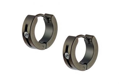 Σκουλαρίκια Κρίκοι 4x10 mm Από Ανοξείδωτο Ατσάλι Με Ζιργκόν AS41804 - AMOR AMOR - 