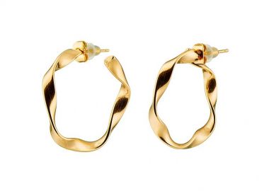 Σκουλαρίκια Κρίκοι Από Ανοξείδωτο Ατσάλι Επιχρυσωμένο AS45113 - AMOR AMOR - 