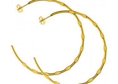 Σκουλαρίκια Κρίκοι Από Ανοξείδωτο Ατσάλι Επιχρυσωμένο AS47640 - AMOR AMOR - 