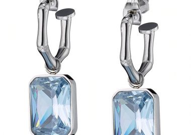 Σκουλαρίκια Κρίκοι Από Ανοξείδωτο Ατσάλι Επιχρυσωμένο Με Swarovski AS47755 - AMOR AMOR - 