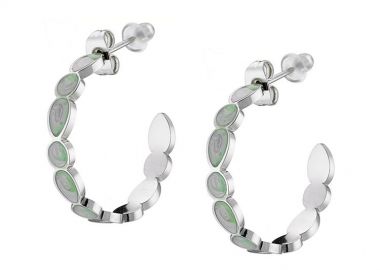 Σκουλαρίκια Κρίκοι Από Ανοξείδωτο Ατσάλι Με Οπάλι AS48299 - AMOR AMOR - 