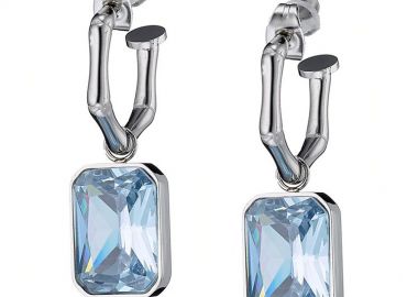 Σκουλαρίκια Κρίκοι Από Ανοξείδωτο Ατσάλι Με Swarovski AS47748 - AMOR AMOR - 