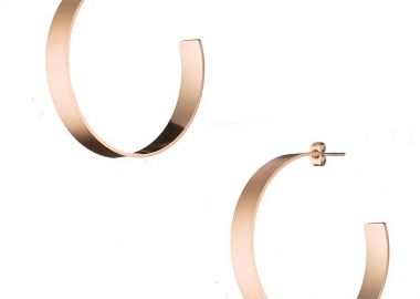 Σκουλαρίκια Κρίκοι Από Ανοξείδωτο Ατσάλι Ροζ Επιχρυσωμένο AS42390 - AMOR AMOR - 