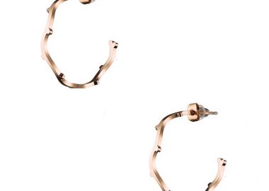 Σκουλαρίκια Κρίκοι Από Ανοξείδωτο Ατσάλι Ροζ Επιχρυσωμένο AS42402 - AMOR AMOR - 