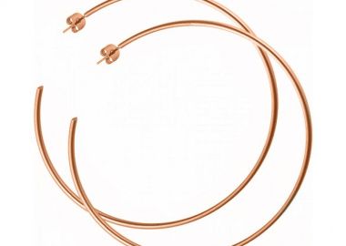 Σκουλαρίκια Κρίκοι Από Ανοξείδωτο Ατσάλι Ροζ Επιχρυσωμένο AS47631 - AMOR AMOR - 