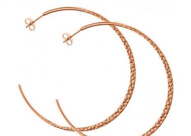 Σκουλαρίκια Κρίκοι Από Ανοξείδωτο Ατσάλι Ροζ Επιχρυσωμένο AS47635 - AMOR AMOR - 