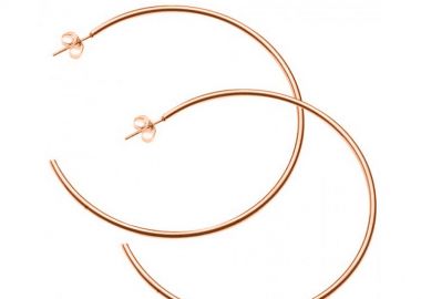 Σκουλαρίκια Κρίκοι Από Ανοξείδωτο Ατσάλι Ροζ Επιχρυσωμένο AS47655 - AMOR AMOR - 