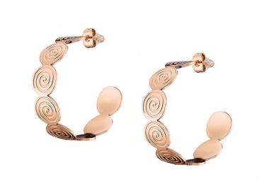 Σκουλαρίκια Κρίκοι Από Ανοξείδωτο Ατσάλι Ροζ Επιχρυσωμένο AS47729 - AMOR AMOR - 