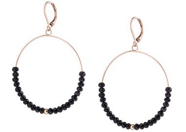 Σκουλαρίκια Κρίκοι Από Ανοξείδωτο Ατσάλι Ροζ Επιχρυσωμένο Με Swarovski AS47768 - AMOR AMOR - 