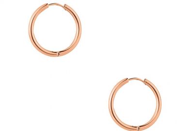 Σκουλαρίκια Κρίκοι Από Ανοξείδωτο Ατσάλι Ροζ Επιχρυσωμένο MI47310 - AMOR AMOR - 