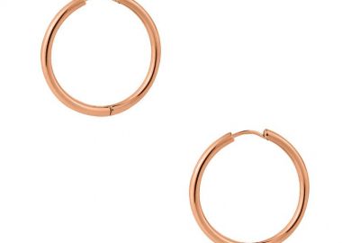 Σκουλαρίκια Κρίκοι Από Ανοξείδωτο Ατσάλι Ροζ Επιχρυσωμένο MI47313 - AMOR AMOR - 