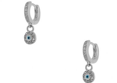 Σκουλαρίκια Κρίκοι Από Ασήμι 925 Ματάκι Με Ζιργκόν PS48755 - AMOR AMOR - 