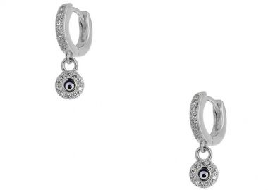 Σκουλαρίκια Κρίκοι Από Ασήμι 925 Ματάκι Με Ζιργκόν PS48757 - AMOR AMOR - 