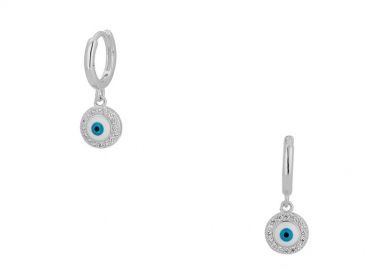 Σκουλαρίκια Κρίκοι Από Ασήμι 925 Ματάκι Με Ζιργκόν PS48759 - AMOR AMOR - 