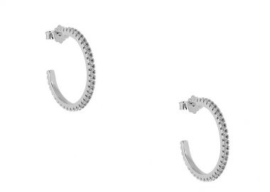 Σκουλαρίκια Κρίκοι Από Ασήμι 925 Με Ζιργκόν PS48776 - AMOR AMOR - 