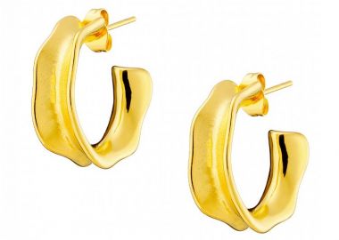 Σκουλαρίκια Κρίκοι Από Ατσάλι Επιχρυσωμένο 24Κ AS40096 - AMOR AMOR - 