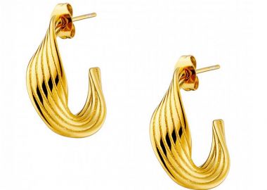 Σκουλαρίκια Κρίκοι Από Ατσάλι Επιχρυσωμένο 24Κ AS40098 - AMOR AMOR - 