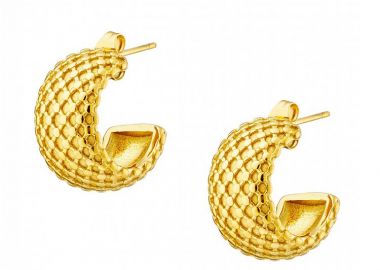 Σκουλαρίκια Κρίκοι Από Ατσάλι Επιχρυσωμένο 24Κ AS40108 - AMOR AMOR - 