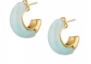 Σκουλαρίκια Κρίκοι Από Ατσάλι Επιχρυσωμένο 24Κ AS40158 - AMOR AMOR - 