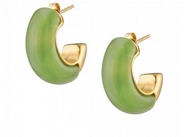 Σκουλαρίκια Κρίκοι Από Ατσάλι Επιχρυσωμένο 24Κ AS40159 - AMOR AMOR - 