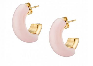 Σκουλαρίκια Κρίκοι Από Ατσάλι Επιχρυσωμένο 24Κ AS40161 - AMOR AMOR - 