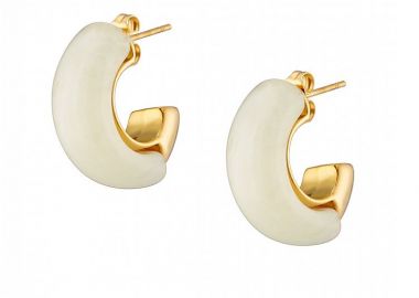 Σκουλαρίκια Κρίκοι Από Ατσάλι Επιχρυσωμένο 24Κ AS40162 - AMOR AMOR - 