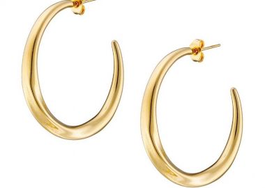 Σκουλαρίκια Κρίκοι Από Ατσάλι Επιχρυσωμένο 24Κ AS45181 - AMOR AMOR - 