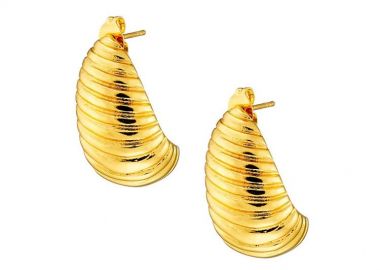 Σκουλαρίκια Κρίκοι Από Ατσάλι Επιχρυσωμένο 24Κ AS46053 - AMOR AMOR - 