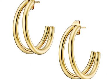 Σκουλαρίκια Κρίκοι Από Ατσάλι Επιχρυσωμένο 24Κ AS47860 - AMOR AMOR - 