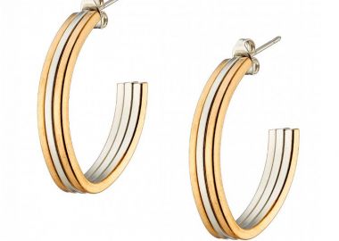 Σκουλαρίκια Κρίκοι Από Ατσάλι Και Ατσάλι Επιχρυσωμένο 24Κ AS40143 - AMOR AMOR - 