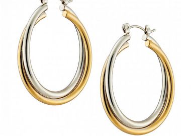 Σκουλαρίκια Κρίκοι Από Ατσάλι Και Ατσάλι Επιχρυσωμένο 24Κ AS40144 - AMOR AMOR - 