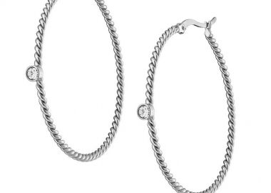 Σκουλαρίκια Κρίκοι Από Ατσάλι Με Ζιργκόν AS47863 - AMOR AMOR - 