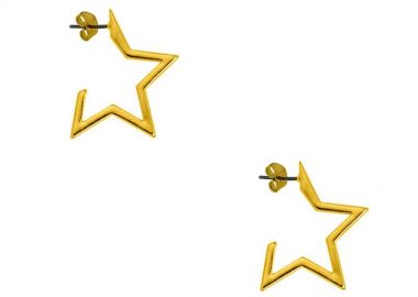 Σκουλαρίκια Κρίκοι Από Ορείχαλκο Επιχρυσωμένο 24Κ Αστέρια PF48596 - AMOR AMOR - 