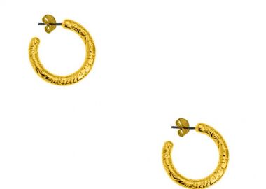 Σκουλαρίκια Κρίκοι Από Ορείχαλκο Επιχρυσωμένο 24Κ Έθνικ PF48589 - AMOR AMOR - 