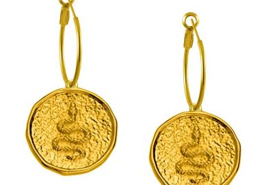 Σκουλαρίκια Κρίκοι Από Ορείχαλκο Επιχρυσωμένο 24Κ Με Φίδι AA47421 - AMOR AMOR - 