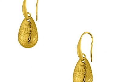 Σκουλαρίκια Κρίκοι Από Ορείχαλκο Επιχρυσωμένο 24Κ Με Ματάκι AA42478 - AMOR AMOR - 