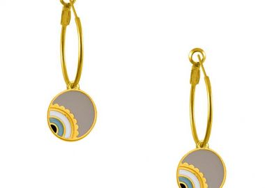 Σκουλαρίκια Κρίκοι Από Ορείχαλκο Επιχρυσωμένο 24Κ Με Μάτακι AA47424 - AMOR AMOR - 